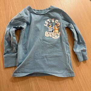 Bluey Graphic T Shirt 3-4 Dunnes Stores Long Sleeve Blue Let's Go Bluey Cotton